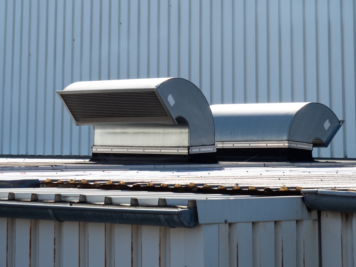 Ventilation units on a commercial building roof